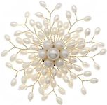 3.3inch Large Women's Brooch Pin Lapel Flower Pearl Brooch - Fashion Gold Vintage Simulated Crystal Pearl Rhinestone Floral Brooches for Women Bridal Wedding with Graceful Bling Bulk Costume Jewelry (C-Style)