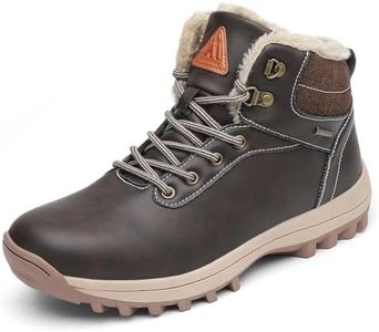Men's Snow Boots Womens Ankle Warm Boots Artificial Leather Water Resistant Non-Slip Casual Mens Hiking Shoes Trekking Brown 15 Women/13.5 Men