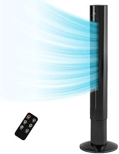 R.W.FLAME Tower Fan, Oscillation fan with Remote Control, Standing fan for office, 3 Wind Modes,Time Settings, Portable Bladeless Floor Fans for Home with Children/Pets/Elders(43", Black)