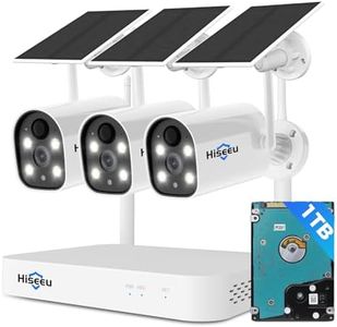 Hiseeu 10CH 4K NVR Wireless Security Camera System Outdoor Indoor, AI Human Detection, 2-Way Audio, 4MP Solar Powered Cameras with Color Night Vision, IP66 Waterproof, 1TB Hard Drive preinstalled