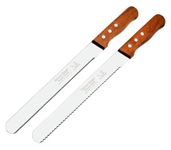 zunsy 14 Inch Stainless Steel with Wooden Handle Serrated and Coarsed Bread Knife, Pastry, Cake Knife(Pack of 2)