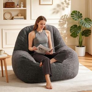 Homguava Bean Bag Chairs for Adults,Giant Beanbag Couch Adult Bean Bag Chair with Filler Included,Modern Lazy Sofa Comfy Chair for Living Room(Dark Grey)