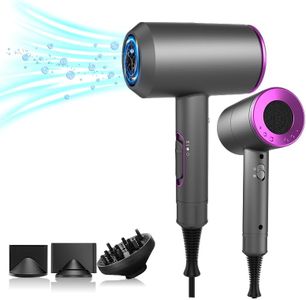 XCJump Hair Dryer With Diffuser, 1800w Professional Ionic Hair Dryer, Heating Hot And Cold Air, Constant Temperature Hair Care, For Home, Travel, Salon Use (Purple)