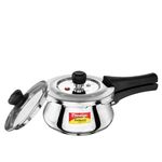 Prestige Deluxe Alpha Svachh Stainless Steel Pressure Cooker 1.5L With Glass Lid (With Deep Lid For Spillage Control )