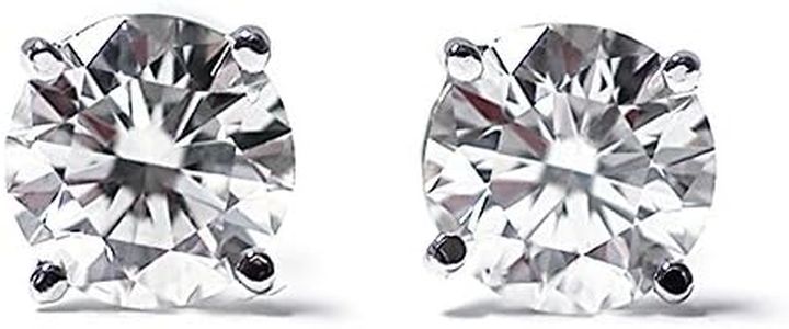 Gem Stone King 14K White Gold Round White Lab Grown Diamond Stud Earrings For Women Men | 1/3 Cttw | F-G Color | VS1-VS2 Clarity | Fine Jewelry Gifts for Her Mom Women Wife