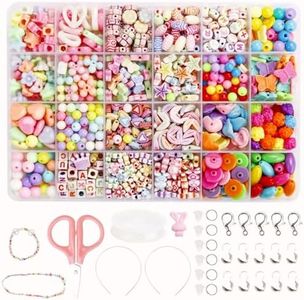 Electomania 600Pcs Beads Set,Jewelry Making Kit,Girl Diy Bracelet Set,Different Types And Shapes Colorful Acrylic Crafting Beads Kits Setfor Children Over Three Years Old, Multi