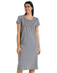 Amazon Brand - Symbol Women's Cotton Solid Knee Length Night Gown (SS19UTSDR04-GP-07_Grey_X-Large_Grey_XL)