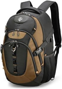 Swissdigital Design Business Laptop Backpack with Smart USB Charging Port, Travel Backpack Fits 15.6 inches Laptops, Water Repellent College Backpack for Men Women, Tan/Black | SD803