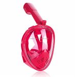 Olpad 180° Full Face Snorkeling Mask, Wide View Snorkel Set, Anti-Fog Anti-Leak Portable Underwater Diving Swimming Scuba Full Dry Free Breathing (Pink [L/XL])