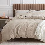 Bedsure Cotton Duvet Cover Queen Size - 100% Cotton Waffle Weave Beige Duvet Cover, Soft and Breathable Queen Duvet Cover Set for All Season (Queen, 90"x90")