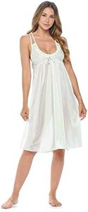 Casual Nights Women's Satin Lace Camisole Nightgown - Light Green - Large
