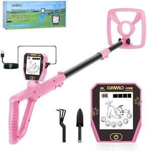 OMMO Metal Detector, Rechargeable Built-in Battery Kids Metal Detector with Funny LCD Display, Adjustable Metal Detectors for Kids with IP67 Waterproof 6.5” Search Coil for Exploring Outdoor