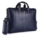 HAMMONDS FLYCATCHER Genuine Leather Office Bag for Men - 15.6 Inch Laptop Bag for Men, Professional Leather Bag for Men - Adjustable Straps and Multiple Compartments - 1 Year Warranty - Royal Blue