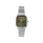 BREDA Esther 1735a Square Silver Wrist Watch with Stainless Steel Bracelet, 26mm