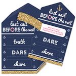 Big Dot of Happiness Last Sail Before the Veil - Nautical Bachelorette and Bridal Shower Game Pickle Cards - Truth, Dare, Share Pull Tabs - Set of 12