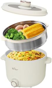 Bear Rice Cooker with Steamer 2.5L Electric Cooker Non-Stick Electric Rice Cooker Fit for 1-3 People Adjustable 800W Power Multifunctional Cooker for Frying, Steaming, Boiling