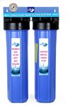 IONIX Duo Tank filter system 1 inch in out size, Saltless Water Softner | DualFilter setup with Sediment & Hard water treatment, Scaling balls Included, 1 set, Blue (Sedimentation)