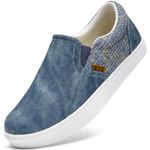 STQ Slip on Shoes for Women Fashion Sneakers with Low Top Casual Driving Loafers Comfortable Blue Jeans Size 8 Wide