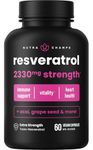 Resveratrol Supplements | 5-in-1 Advanced Formula with Vitamin C, Grape Seed Extract, Acai Berry & Green Tea Extract | Healthy Aging, Immune Support & Heart Health | Vegan & Non-GMO | 60 Capsules