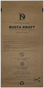 100 Sacchetti Per Sterilizzazione, Buste Monouso, Kraft Con Autoclave, Sterilizzatore A Secco, Strumenti Per Manicure E Pedicure, Per Dentisti e Estetiste, Con Indicatore E Sigillatura (100 x 230 mm)