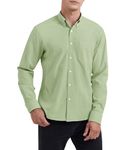 HISDERN Mens Oxford Shirts Long Sleeve Casual Smart Sage Green Shirts for Men Button Down Dress Shirt Adult Regular Fit 3XL