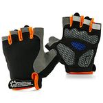 GEARONIC TM Cycling Workout Gloves Half Finger Mountain Bicycle Men Women Gel Pad Anti-Slip Breathable Outdoor Sports Shock-Absorbing Riding Biking Cycle Glove - OrangeXL