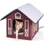 K&H Pet Products Original Outdoor Heated Kitty House Cat Shelter 19 X 22 X 17 Inches (Heated) Barn Design