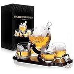 Whiskey Decanter Globe Decanter and Glass Set Whiskey Decanter Globe Set Antique Ship Decanter Masterpiece Great Gift for Men 28 oz 850 ml 4 Whiskey globe Glasses for Whisky Brandy Scotch Bourbon