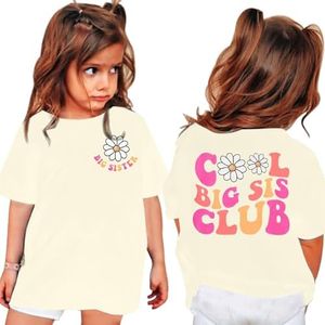 Big Sister Shirt Cool Big Sis Club Letter Printed Shirt Big Sister Announcement for Toddler Girls Outfit