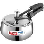 Vinod Europa Stainless Steel Inner Lid Pressure Cooker - 3.5 Litre | Handi Shape | Sandwich Bottom Cooker | Induction and Gas Base | ISI and CE certified - 2 Years Warranty