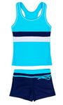 PROALLO Little Girls' Summer Swimwear Two Piece Boyshort Tankini Kids Swimsuit Blue