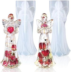 LET'S RESIN 2pcs Angel Figurines Resin Molds, Angel Silicone Molds for Preserved Flowers, DIY Resin Art, Gift for Woman-Retirement/Mother's Day