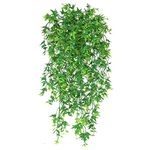 Artificial Hanging Vine, Sweet Potato Leaves Plastic Plants Greenery Faux Ivy Garland Fake Plant UV Resistant for Indoor Outdoor Garden Door Wall Baskets Wedding Party Table Decoration Green 2 Pcs