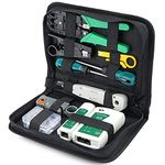 GFFG Network Tool Kit Professional, Network Cable Repair Set Cat6 Cat5e Rj45 Crimp Tool 8P8C 4P4C 6P6C Connectors Cable Tester Screwdriver Stripping Pliers Tool Set Wire Crimper Connector