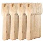 MATANA - 200 Disposable Wooden Forks - Alternative to Plastic Forks, Disposable Forks for BBQ's, Picnics & More - Wooden Fork Set - 100% Natural Disposabloe Cutlery -16cm