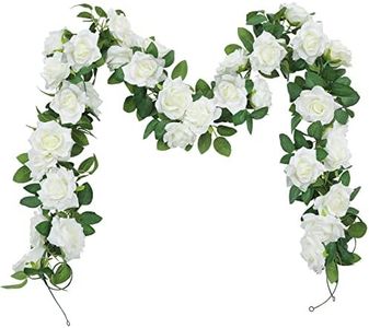 SHACOS Lot de 3 Guirlande de Rose Fleurs Artificielles Blanche en Soie 600cm Faux de Lierre à Suspendre Fausse Fleurs Artificielles Deco Feuilles de Plantes pour Mariage Maison Jardin Décoration