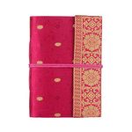 Paper High Handmade Sari Notebook - Medium 11 x 16cm - Cerise - Unlined Recycled Paper - Pocket Notebook and Diary - Indian Stationery Gift