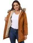 Royal Matrix Women's Winter Coats Fleece Lined Parka Jacket Hooded Long Winter Warm Parka Coat with Pockets (Ginger, 6)