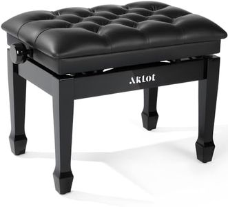 AKLOT Hydraulic Piano Bench, Keyboard Bench with Padded Cushion, Ajustbale Heavy Duty Piano Seat with High-Density Sponge, Piano Stool 23.22"X 15.75" Solid Wooden Piano Chair for Pianist（Black