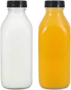 LIMILI Bottiglie per latte in vetro con coperchio, confezione da 2 bottiglie da 1 litro, riutilizzabili, con coperchio, bottiglie in vetro trasparente per succhi di frutta, per colazione, picnic,