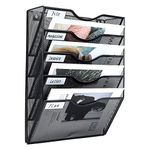 EasyPAG 5 Tier A4 Mesh in Tray Wall Pocket File Holder Mail Organiser Magazine Storage Rack,Black