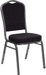 Flash Furniture Hercules Series Crown Back Stacking Banquet Chair, Set of 4, Black Dot Patterned Fabric/Silver Vein Frame