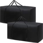 Silkfly 2 Pcs Patio Cushion Storage Bags 68" L x 30" W x 20" H Outdoor Cushion Storage Bag Extra Large Furniture Pillow Storage Bag Black 420D Oxford Fabric Christmas Tree Storage Bag