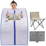 SereneLife Portable Home Sauna Tent, One Person Infrared Steam Sauna Box with Heating Foot Pad, Chair & Remote Control, Indoor Personal Spa Steam Room for Relaxation & Detox