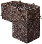 Villacera 14-Inch Wicker Stair Case Basket with Handles | Handmade Woven Seagrass in Brown