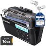 KLIM K7 Cassette Tape Player with Fusion Earphones - Cassette to MP3 Converter - Portable - Built-in Microphone & Speaker - Rechargeable Battery - White Earphones - 16GB SD Card - Black