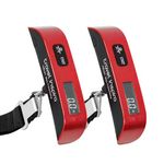 travel inspira Luggage Scale, Portable Digital Hanging Baggage Scale for Travel, Suitcase Weight Scale with Rubber Paint, 110 Pounds, Battery Included - Red 2 Pcs