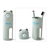 whatUneed Travel Toothbrush holder and toothbrush Set，Bear Portable Business Wash Cup Holder (green)