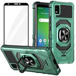 Ailiber Phone Case for Cricket Debut Smart, Cricket Debut Smart 2022 Case with Screen Protector, Ring Kickstand for Magnetic Car Mount, Military Grade Shockproof Protective Cover for Debut Smart-Green