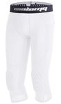 COOLOMG Boys 3/4 Compression Pants with EVA Foam Padding on Knee Capri Tights for Kid Youth White L